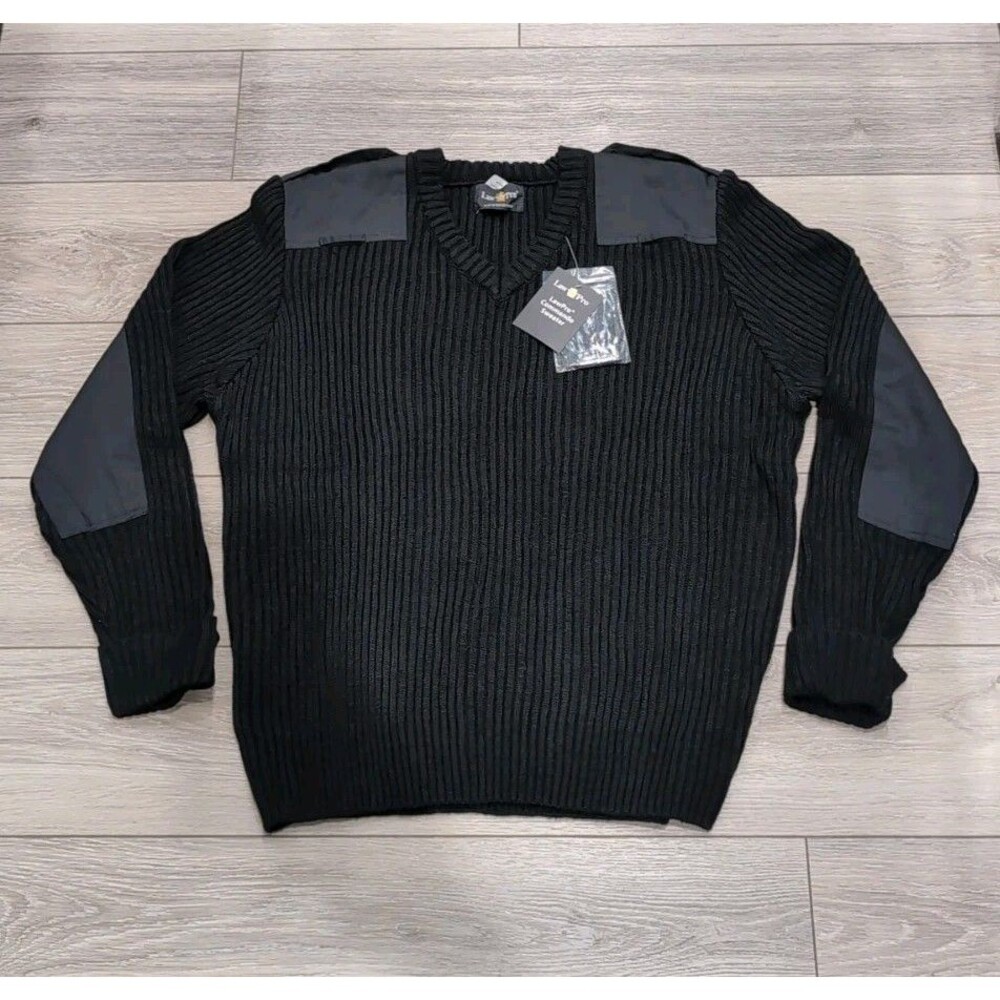 LAW PRO V NECK SWEATER by QUARTERMASTER SW020  COMMANDO    2XLARGE BLACK